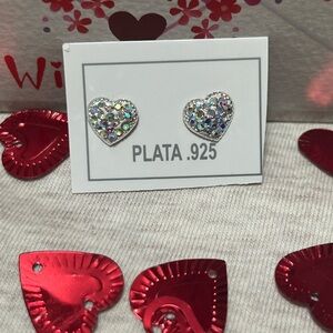 Heart Crystal Stud Earrings - Iridescent